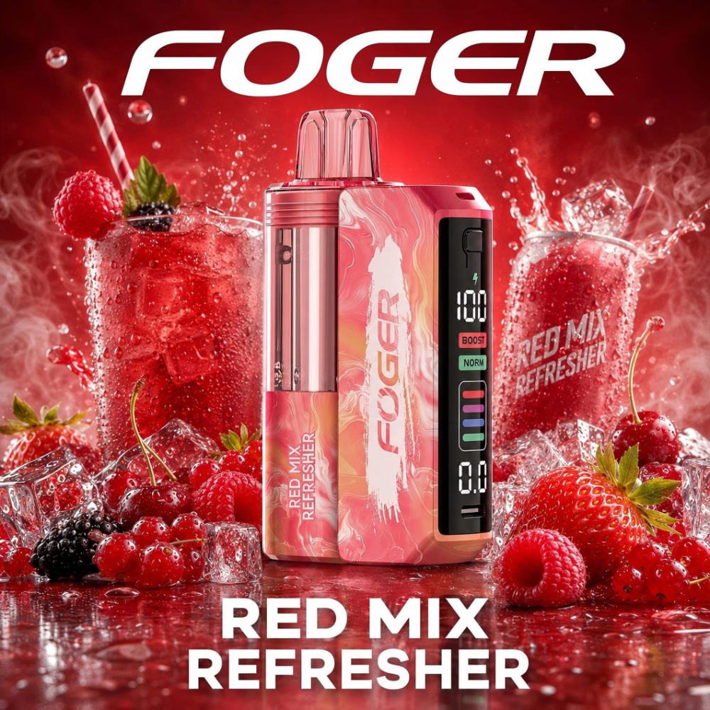 Red Mix Refresher Foger Switch Pro Kit 30K puffs mixed berry soda vape with LED display and boost mode