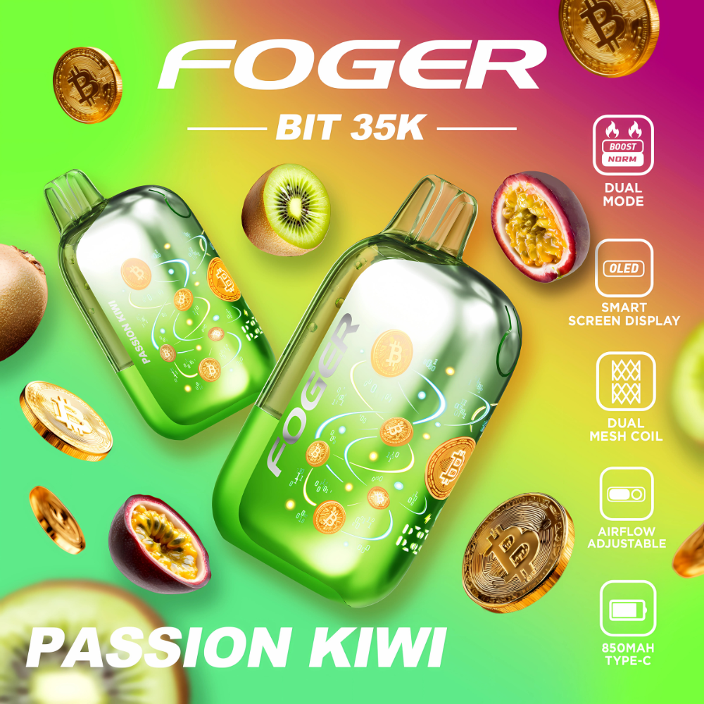 Passion Kiwi Foger Bit 35K Vape: Exotic Flavor, 35,000 Puffs Passion Kiwi Foger Bit 35K Vape: Exotic Flavor, 35,000 Puffs
