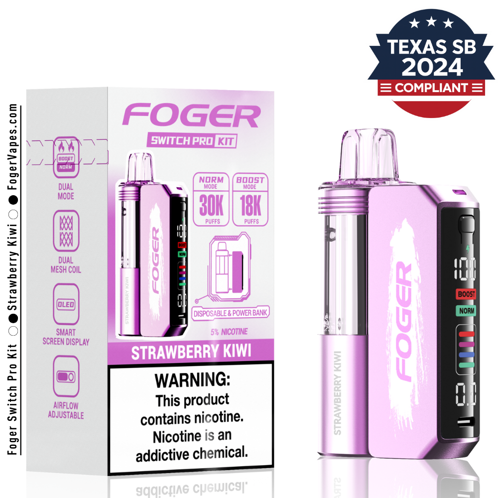 Strawberry Kiwi Switch Pro Kit – Foger Vapes – Texas Compliant – Built in USA