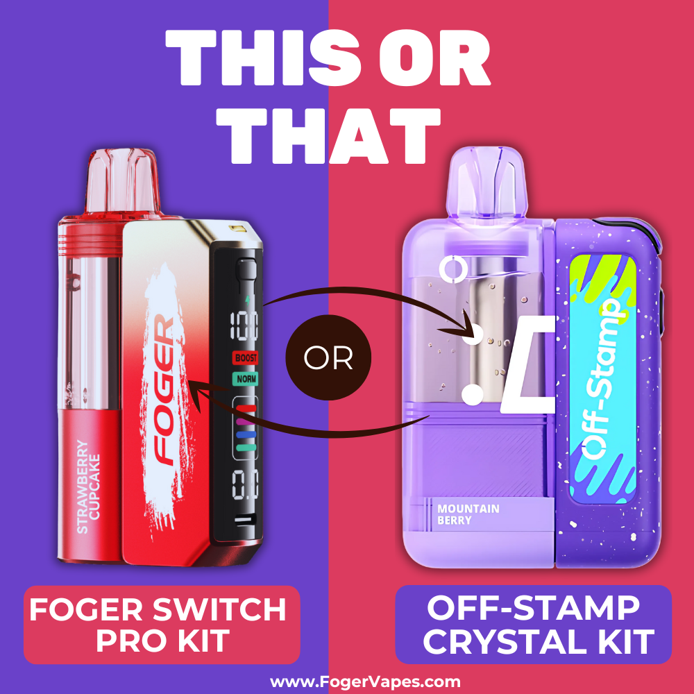 Foger Switch Pro vs Off Stamp Crystal Kit · Transparent Vape Showdown