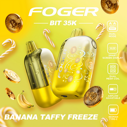 Banana Taffy Freeze Vape: 35K Puffs & Flavor by Foger Banana Taffy Freeze Vape: 35K Puffs & Flavor by Foger