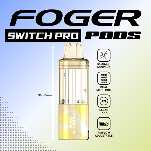 Foger Switch Pro Pod Frozen Summer Pear 30K puffs disposable vape with dual mesh coil and adjustable airflow