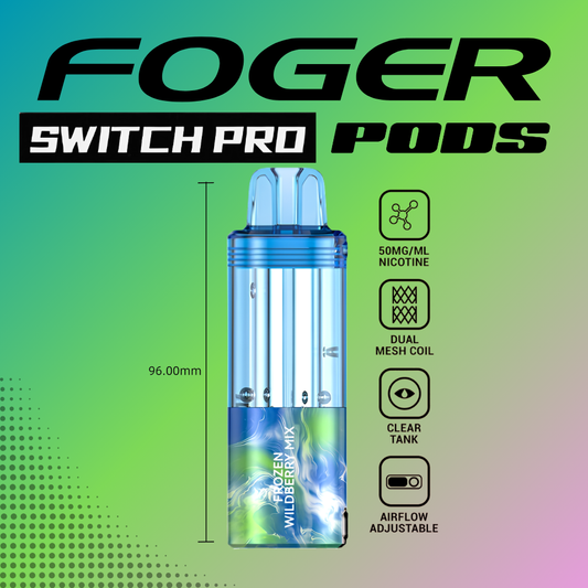 Foger Switch Pro Pod Frozen Wildberry Mix 30K puffs disposable vape with 50mg nicotine and clear tank