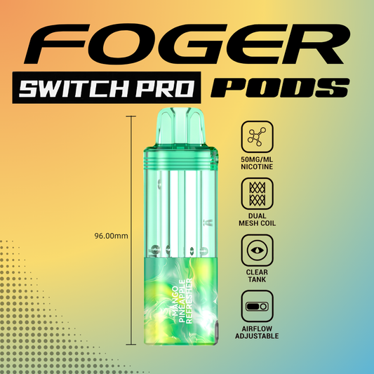 Foger Switch Pro Pod Mango Pineapple Refresher 30K puffs tropical disposable vape with dual mesh coil