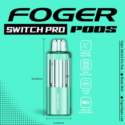 Miami Mint Foger Switch Pro Pods 30K Puffs Refreshing Mint Blend Miami Mint Foger Switch Pro Pods 30K Puffs Refreshing Mint Blend