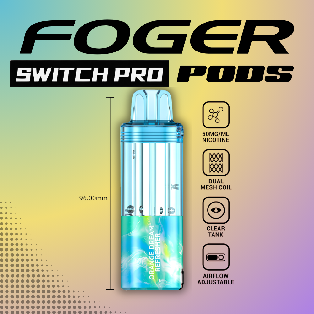 Foger Switch Pro Pod Orange Dream Refresher 30K puffs creamy citrus disposable vape with 50mg nicotine