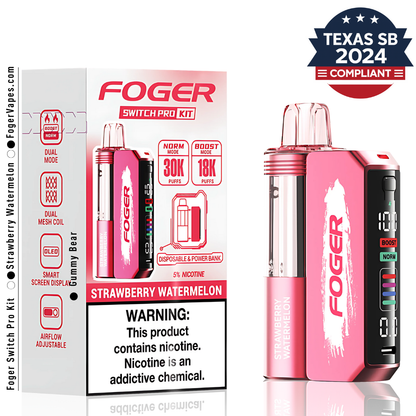 Strawberry Watermelon Switch Pro Kit Foger Vapes Texas Compliant Strawberry Watermelon Switch Pro Kit Foger Vapes Texas Compliant