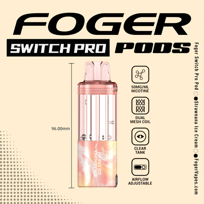 Strawnana Ice Cream – Foger Switch Pro Pod | 30K Puffs