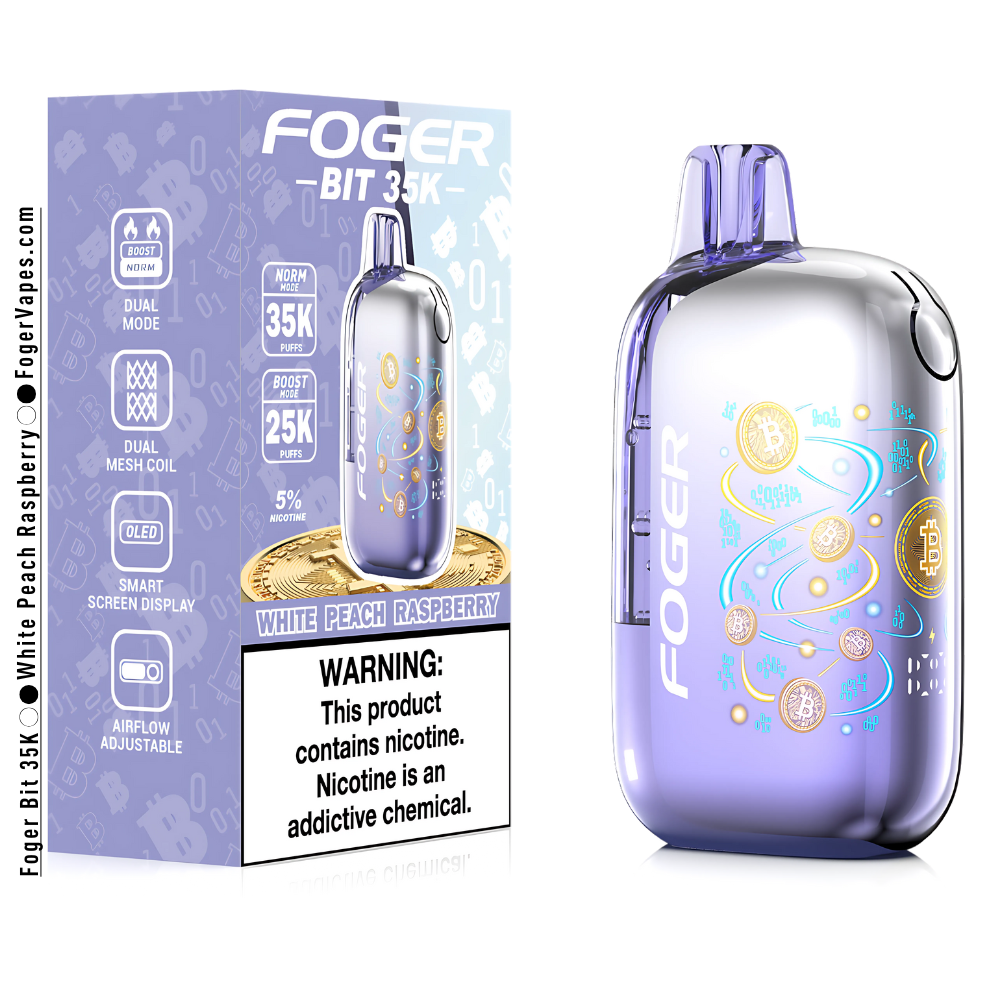 Foger Bit 35K: White Peach Raspberry Vape - 35,000 Puffs Foger Bit 35K: White Peach Raspberry Vape - 35,000 Puffs