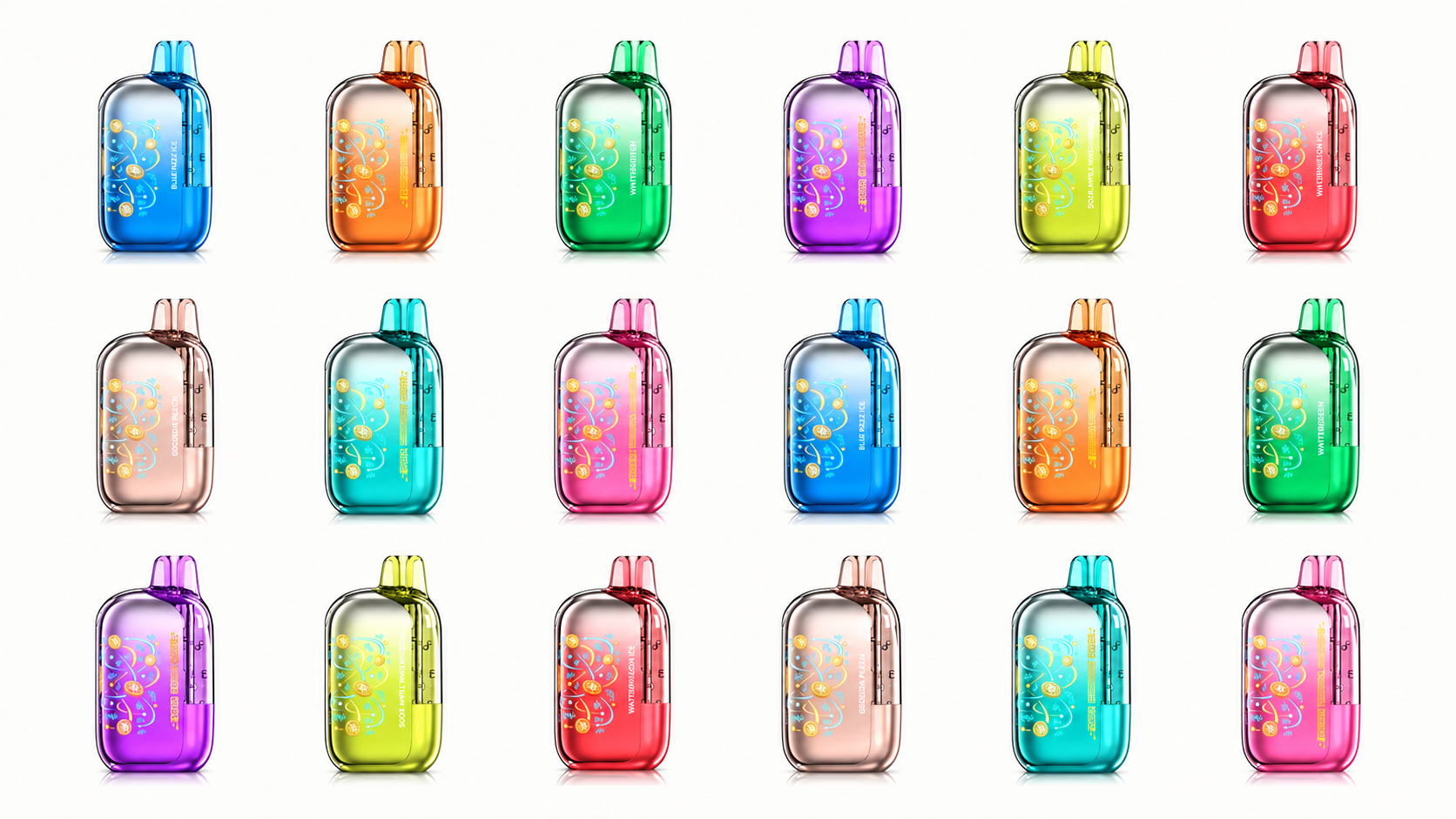 The full Foger Bit 35K flavor lineup shown as a wall of devices in their different colorways