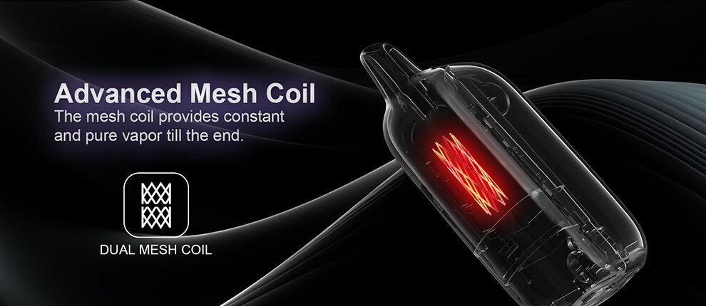 Cutaway of the Foger Bit 35K dual mesh coil glowing inside the device